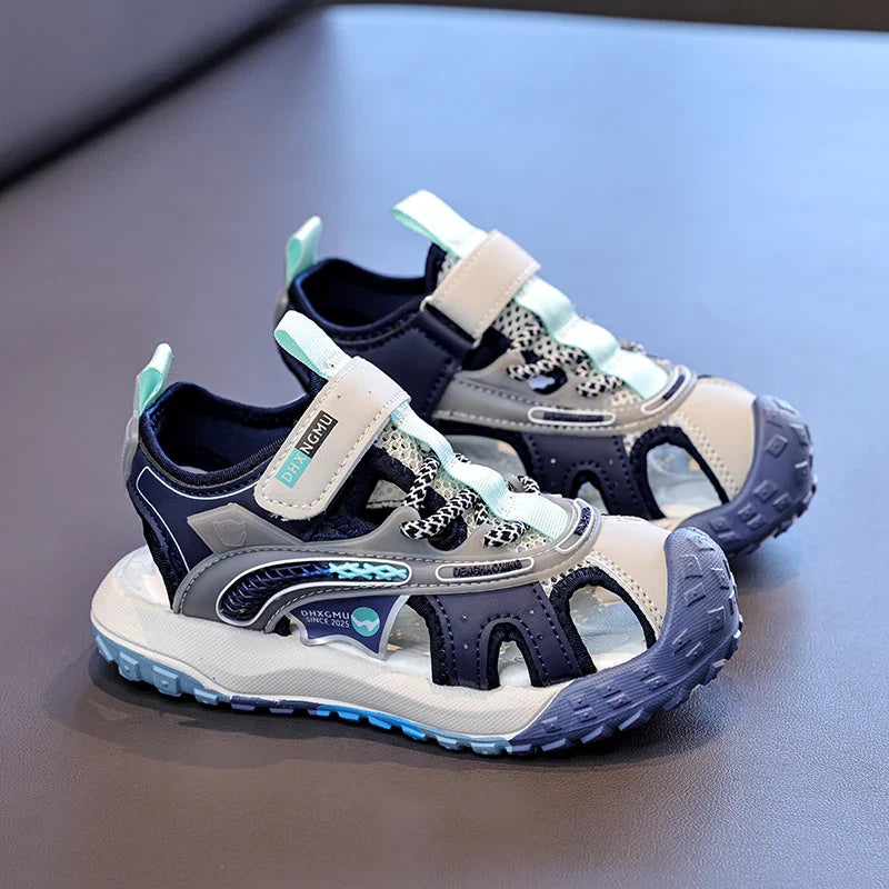 Kids Closed-Toe Sport Sandals, Breathable Mesh Non-Slip Summer Shoes for Boys, Lightweight Casual Beach Hiking Sandals Children