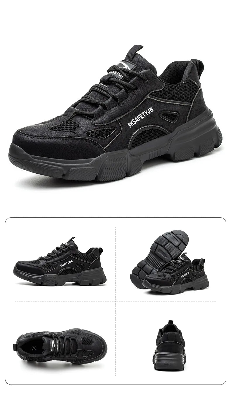Men Safety Shoes Work Sneaker Anti-smash Non Slip Work Shoes Steel Toe Protection Shoes Lightweight Breathable Industrial Shoes