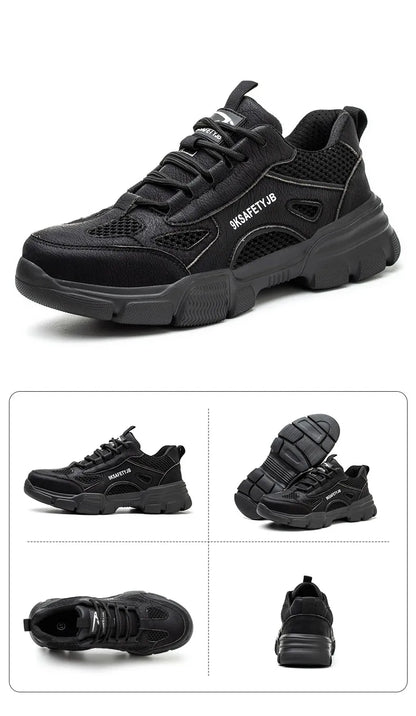 Men Safety Shoes Work Sneaker Anti-smash Non Slip Work Shoes Steel Toe Protection Shoes Lightweight Breathable Industrial Shoes