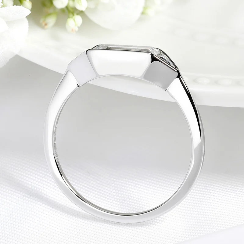 18k Plated 1.2CTTW All Moissanite Rings for Wormen Men 3 Gems Girls Couple Rings Lab Diamond Solid Silver S925 Jewelry
