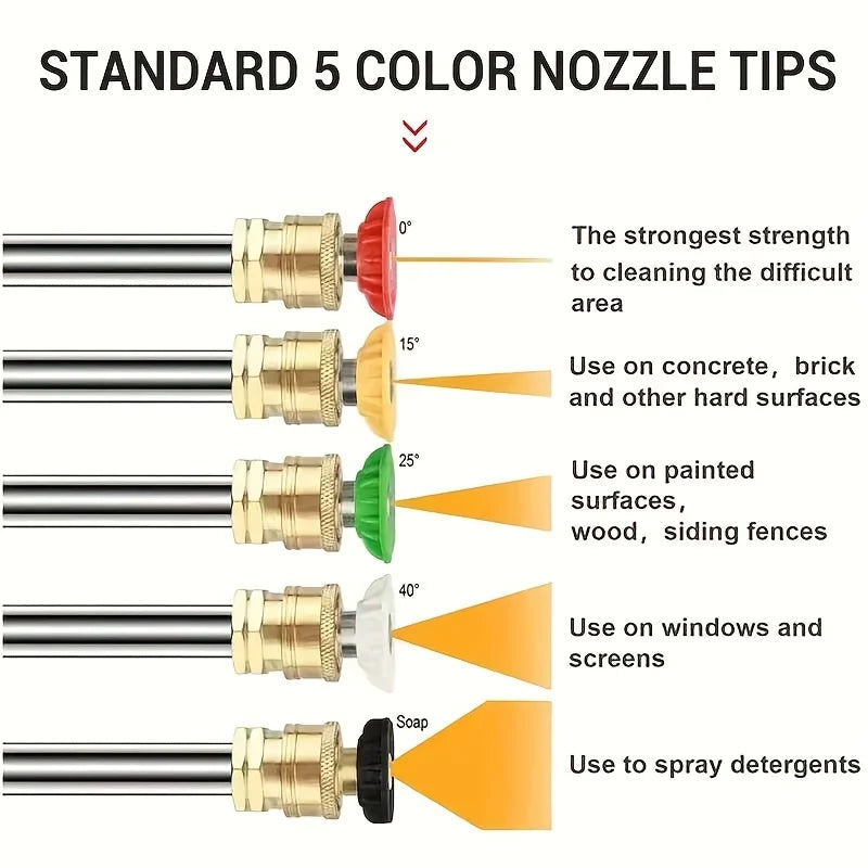 Portable High Pressure Car Wash Gun with Adjustable Extended Rod Household Water Pipe Matching Car Cleaning Tool for Home Outdoo