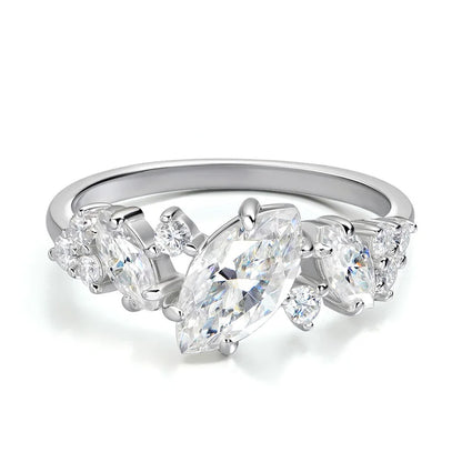 1.84cttw Marquise Cut Moissanite Wedding Ring for Women Luxury Quality Sterling Silver 925 Lab Diamond Band Certified