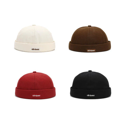Letter Embroidery Docker Cap Without Visor Brimless Caps Solid Colors Retro Beanie Hat Adjustable Hip Hop Fashion Street