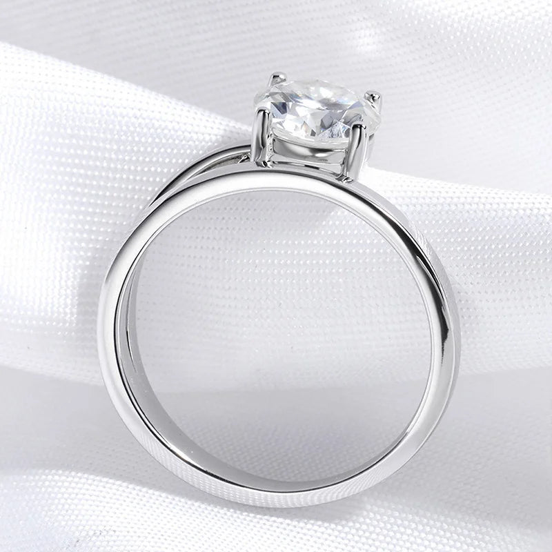 1CT 2CT Certified Moissanite Rings for Women Sparkling Brilliant Cut Wedding Bands 100% Real 925 Pure Silver Jewelry