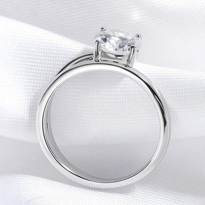 1CT 2CT Certified Moissanite Rings for Women Sparkling Brilliant Cut Wedding Bands 100% Real 925 Pure Silver Jewelry