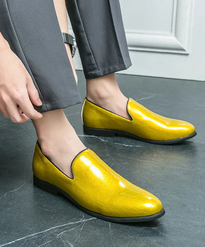 Patent leather bright casual leather shoes set feet a slip-on lazy people work business British windbean men's shoes size 46