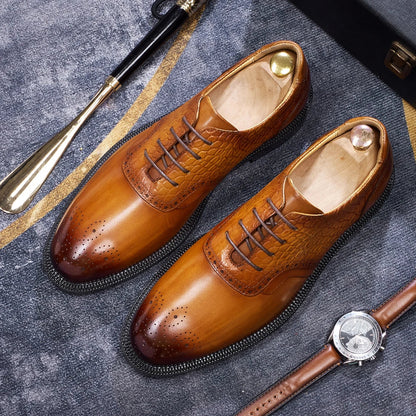 Men's casual shoes Brock Oxford shoes retro red sole genuine leather men's formal 2026 spring/summer new collection