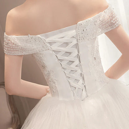 Wedding Dress Wholesale Lace up Embroidery Bride Marriage Dresses White Ball Gown Factory Christmas Carnival Plus Size