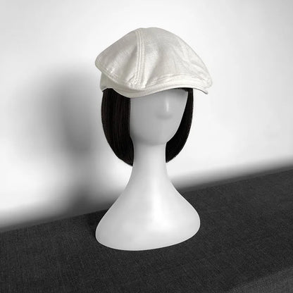 Spring Summer Linen Newsboy Cap New White Breathable Beret Men's Women's Literary Retro Hat England Hats Male Hats 55