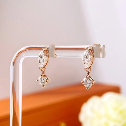 1.6cttw/2.6cttw Full 3EX Moissanite Earring for Women Marquise Cut Pass Diamond Test S925 Silver Ear Stud Fine Jewelry Gift