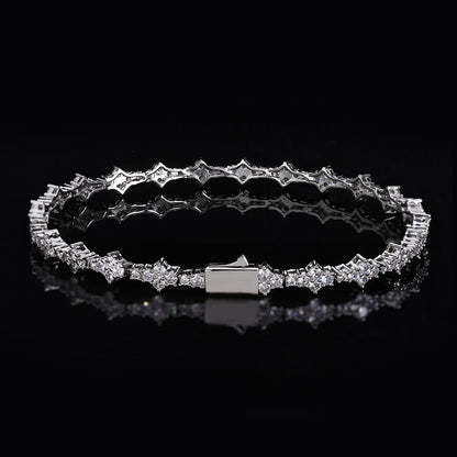 925 VVS Moissanite Star Chain Bracelet Hip Hop Jewelry Bling Iced Out Tennis Cross Bracelet Sterling Silver with GRA 7/8inch