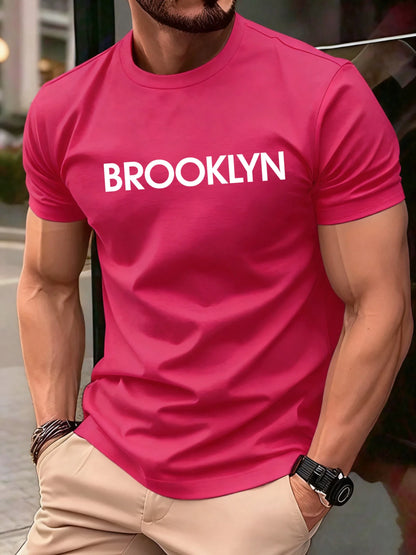 Brooklyn United States Printed Men Retro T-Shirts Cotton All-Match T Shirt Trendy Street Short Sleeve Unisex O-Neck Soft Clothes