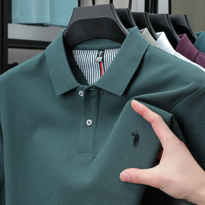 100% pure cotton men's short sleeved summer new golf lapel polo shirt, high-quality designer customized embroidered T-shirt