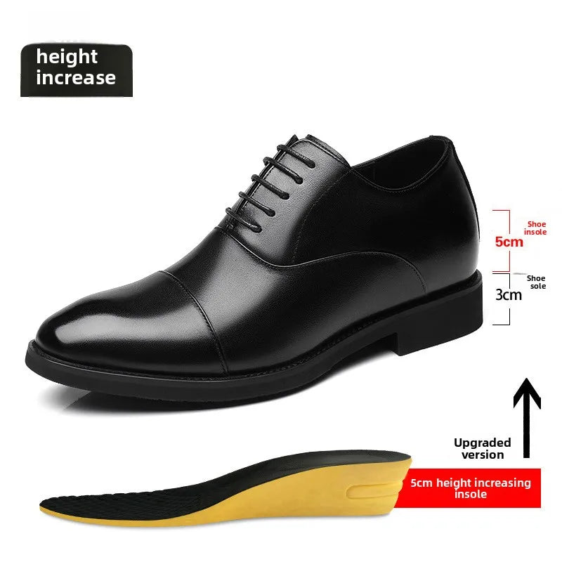 2026 Height Increase 8cm Leather Shoes Men Business Leather Wedding Shoes Men