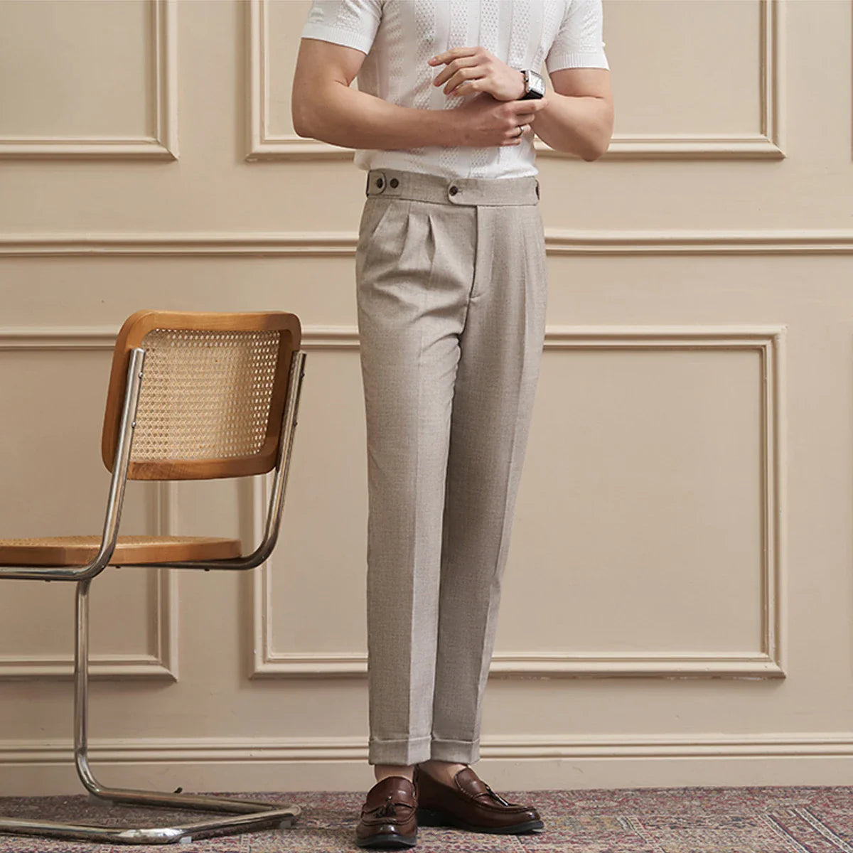 Neapolitan-Style Men‘s Cuffed Ankle Trousers | Slim Fit | Spring/Summer New Arrival