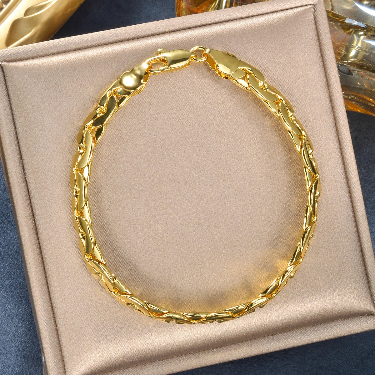 Sunny Luxury Copper Alloy Necklace Bracelet Women's Set Flat Cuban Chain Punk Style Suitable Party Jewelry Gifts