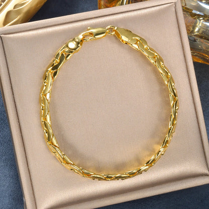Sunny Luxury Copper Alloy Necklace Bracelet Women's Set Flat Cuban Chain Punk Style Suitable Party Jewelry Gifts