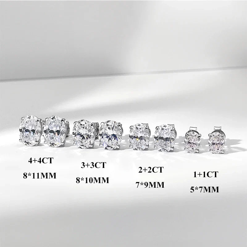 5*7mm Oval Cut Ruby Emerald Moissanite Stud Earrings Lab Grown For Women Man Unisex Gemstone Party 925 Silver Earring Gift