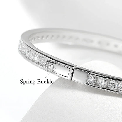 2.5mm Full Moissanite Bangle For Women 100% S925 Silver Sparkling D Color VVS Lab Diamond Bracelet Party Fine Jewelry Gift