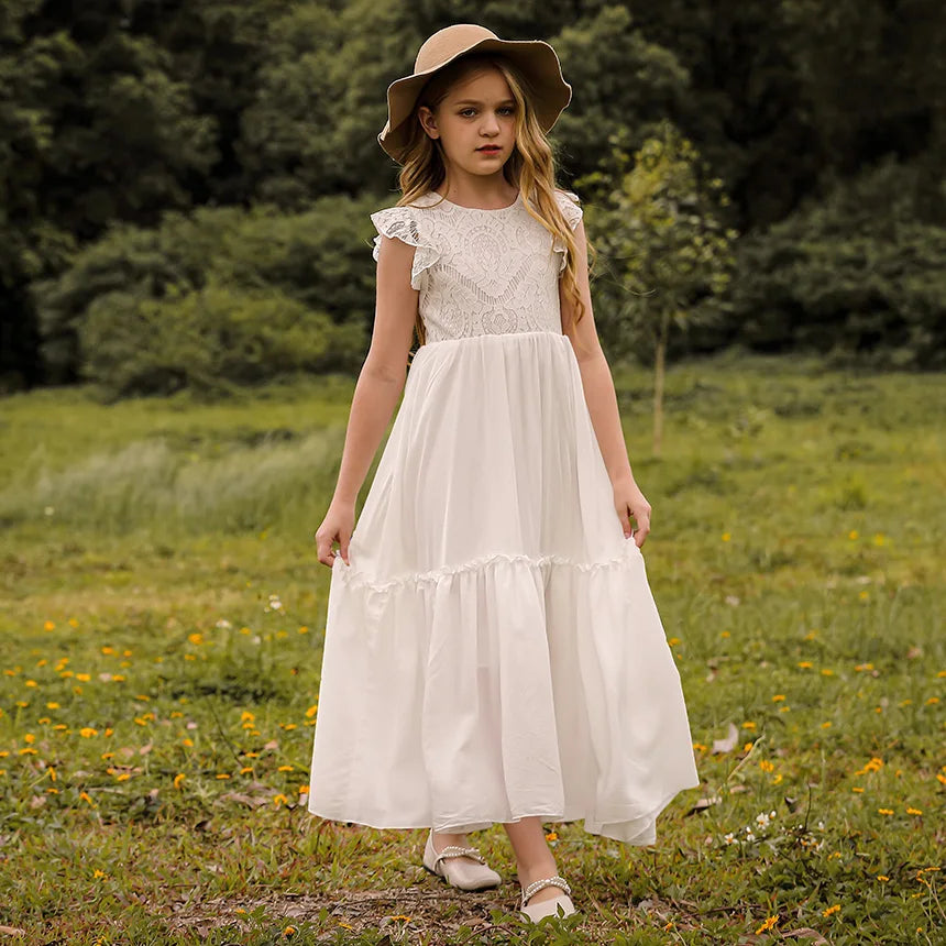 Summer Girls Lace Dresses Kids Flower Girl Wedding Princess Party Dress Vestidos Costume Children Clothing For 4-14Years