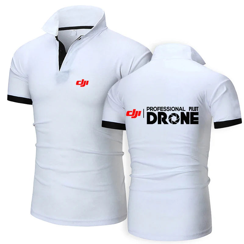 Professional Pilot Drone 2024 Men's New Summer Print Fashion Polo Shirts Comfort Short Sleeves Harajuku Casual Sport Top