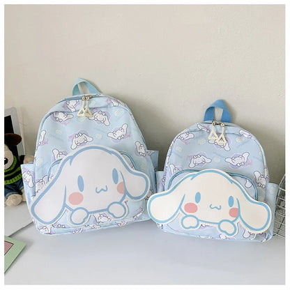 Anime Cartoon Kuromi Melody Cinnamoroll Backpack Boys Girls Cartoon Hello Kitty Kawaii Canvas Fashion Children's Schoolbag