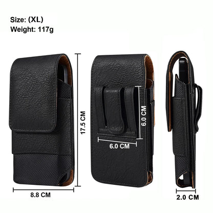 Universal Leather Men Waist Bag Mobile Phone Belt Clip Case For iPhone Samsung Galaxy Xiaomi Redmi Poco Oppo 7 Pro Holster Pouch