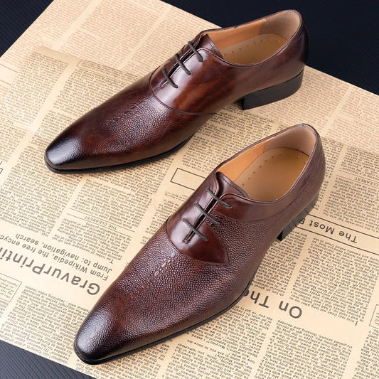 Classic Men's Leather Shoes Lace Up Fashion Genuine Leather Oxfords Men Shoes Handmade Dress Formal Office Trendy Man's Footwear
