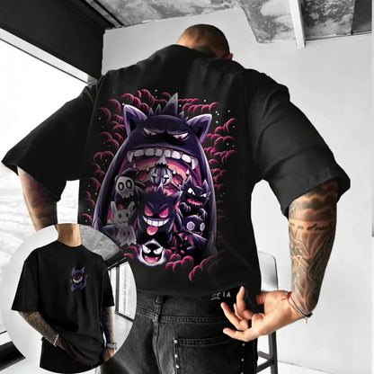 Anime Gengar Graphic T-shirt Man Women Summer Unisex Streetwear Hip-hop Loose Casual Short Sleeved Tee Tops