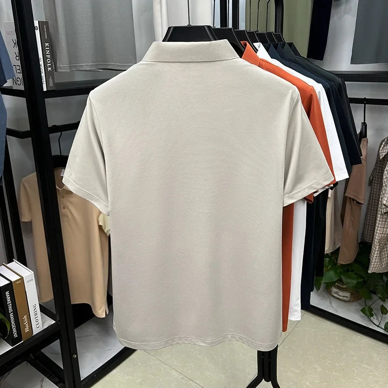 Hot Quality Man Short-Sleeved Polo Shirt Lapel Button Dog Embroidery Spring Casual Elegance T-Shirt Simple Business MensClothing