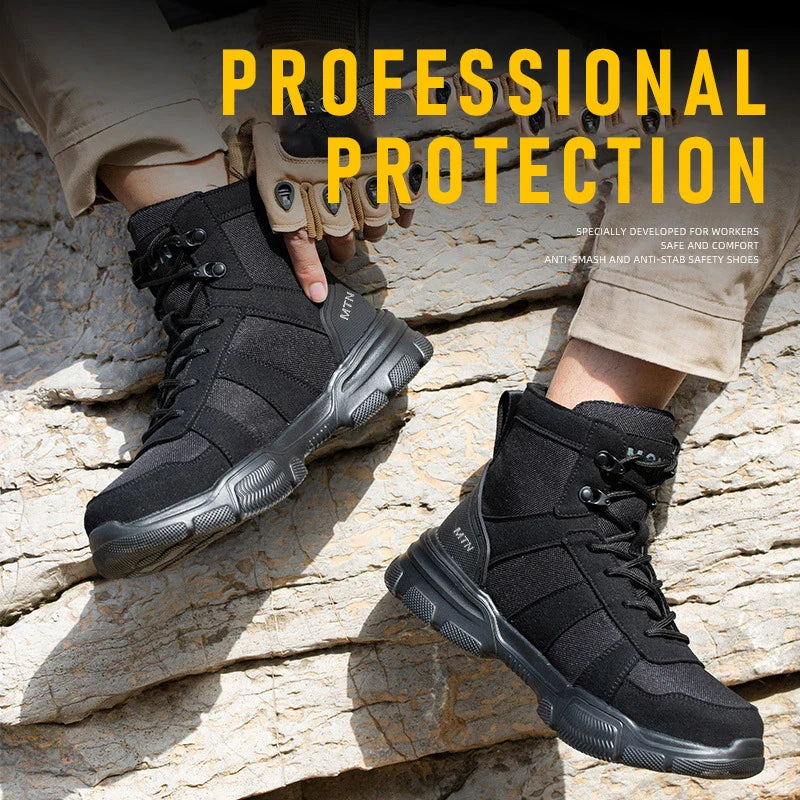Protective Safety Shoes Men Indestructible Steel Toe Work Shoes Anti-smash Anti-puncture Safety Work Boots Breathable High top