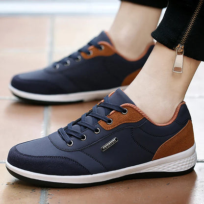 Leather Men Shoes Sneaker Trend Sports Running Breathable Men‘s Sneakers Non-slip Footwear Shoe for Male Walking Autumn