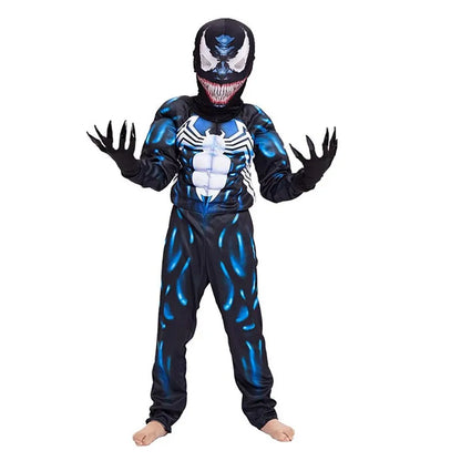 Kids Superhero Black Spider Costume Ghost Costume Onesie 3D Spandex Unisex Jumpsuit Bodysuit for Kids Halloween Cosplay