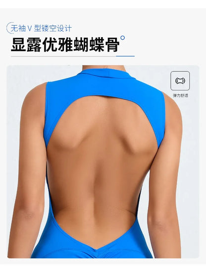 Women's High Elasticity Sports Jumpsuit Yoga Set Fitness Combination Lift Buttocks Bare Back Gym Sexy Romper for Active Women