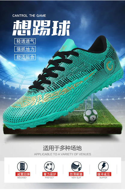 Large Size FG/TF High Quality Mens Soccer Shoes Non-Slip Turf Soccer Cleats for Kids Training Football Boots Chuteira Campo 48