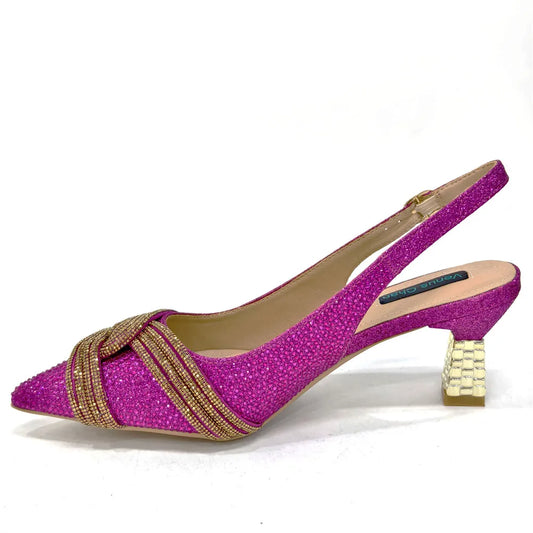 Temperament New Women's Shoes Wedding Shoes Ladies Dress Shoes Rhinestone Leather Italian Elegant Women Party Pumps