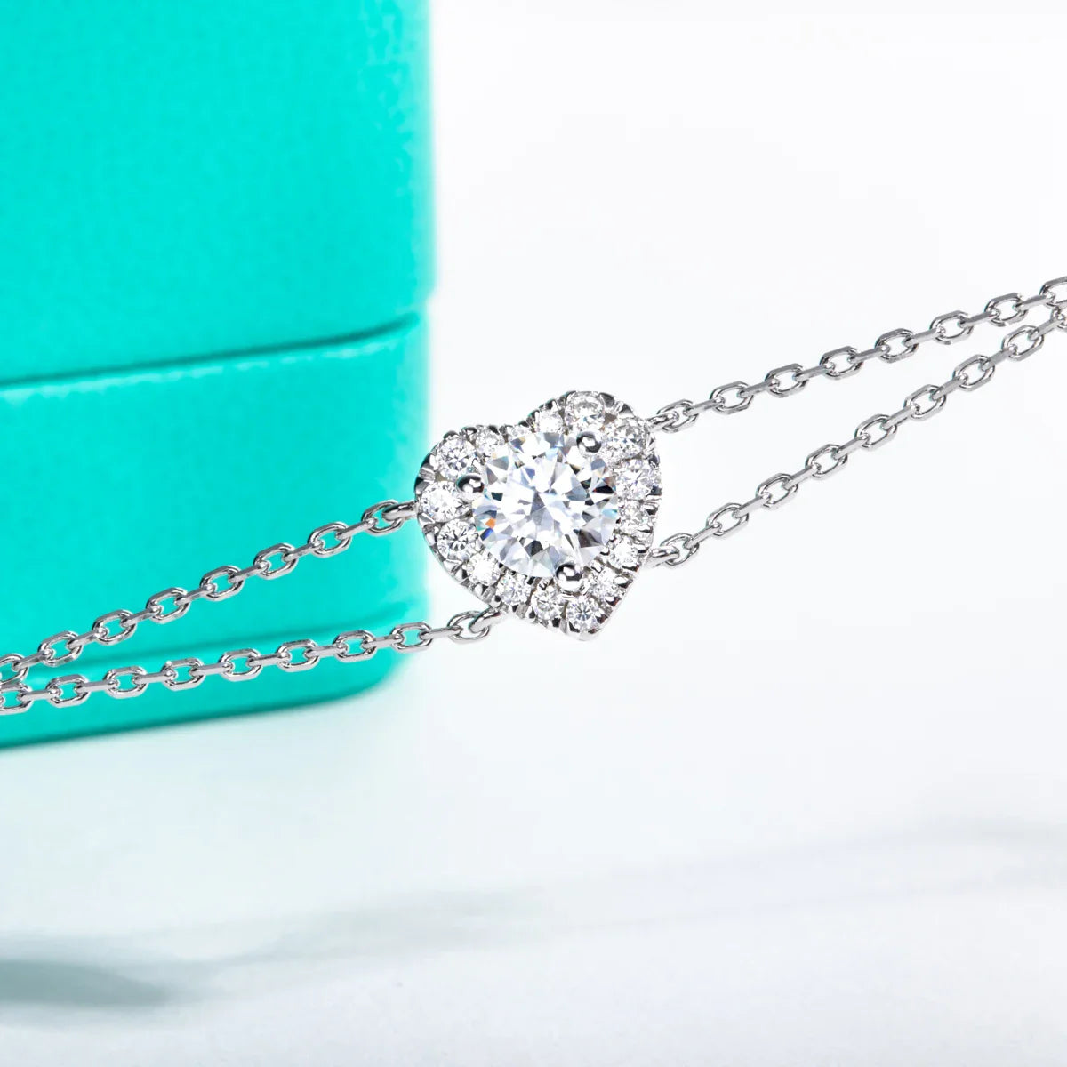 1ct Moissanite Heart Bracelet On Hand 925 Sterling Silver Lab Created Diamond 17.5cm Adjustable Bracelets For Woman