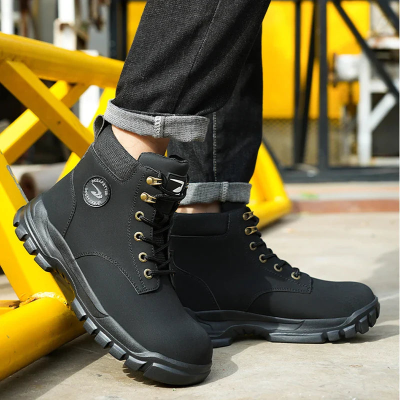 Safety Shoes Steel Toe Work Shoes Men Lightweight Kevlar-Midsole Industrial Work Boots Anti-puncture Protection Tactical Boots