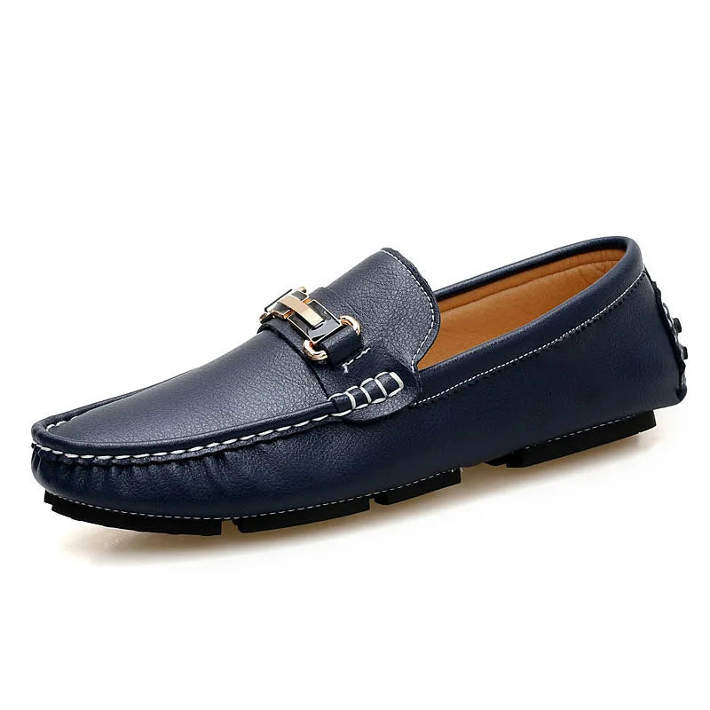 2025 New Handmade Soft Soled Beanie Shoes Men's Korean Style Casual Leather Shoes Social Spirit Boy Brand Lazy Shoes Loafers