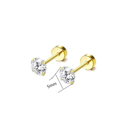 2PCS/Set Stainless Steel Gold Flower Cross Stud Earrings for Women Cute Mini Pearl Earrings Tragus Cartilage Piercing Jewelry
