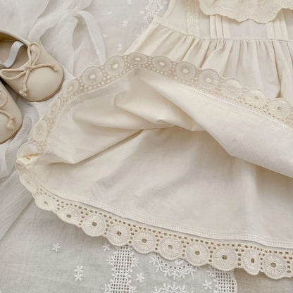 2026 Girls Summer New 2-6Yrs Pure Cotton Sleeveless Lace Collar Baby Girl Dress Children Princess Birthday Sweet Dress