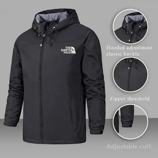 Men's Windproof and Waterproof Windbreaker, Pilot Zipper Hooded Overcoat, Spring and Autumn Mountaineering Casual Jacket 2025