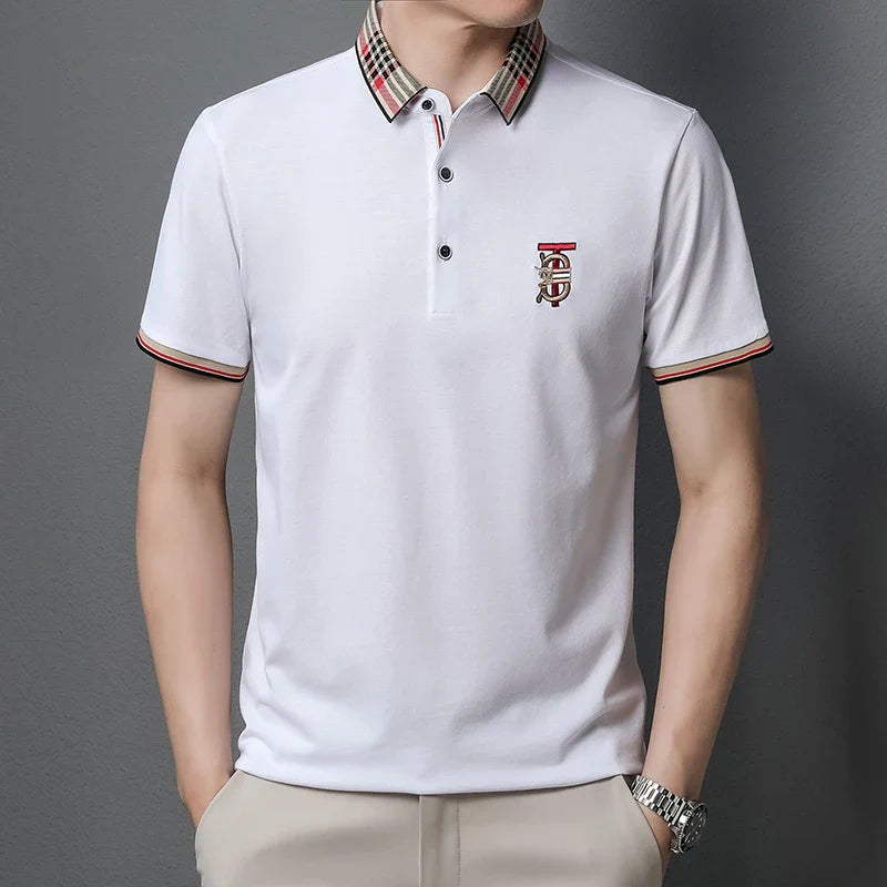 Men's Summer New Embroidered Short Sleeved Polo Shirt Luxury Brand Trendy Casual Lapel T-Shirt Breathable Top Men's Clothing