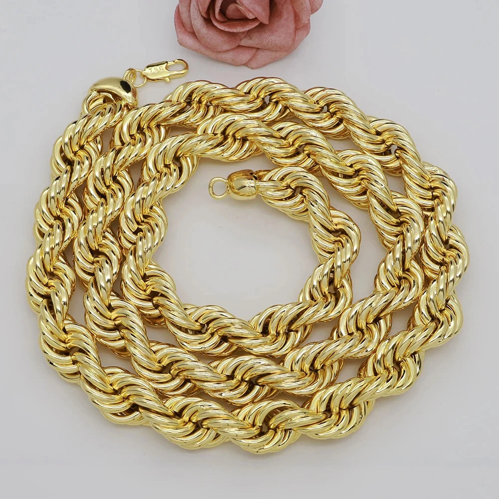 60cm 24in Punk Thick Chain Bicolor Gold-Plated Necklace For Men Women Hip Hop Luxury Copper Chain Dubai Jewelry Neck Party Gift