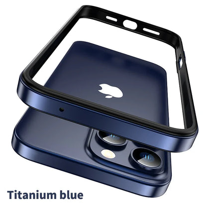 Titanium Metal Frame Bumper Shockproof Case for IPhone 17 Air 16 15 Pro Max Plus for Apple Solid Colour Protection Phone Cover