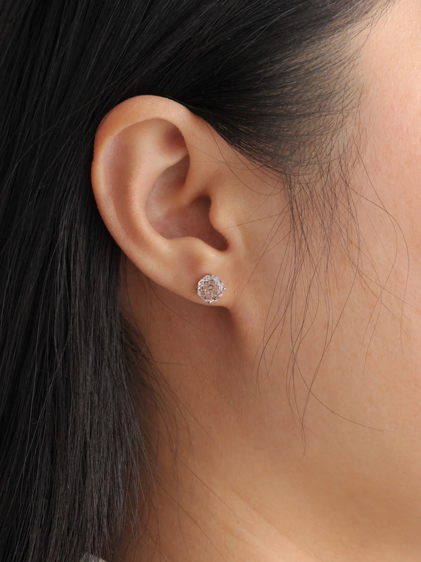 Potiy Rose Cut Octagon Morganite Pink Stud Earrings, 1.5ct Cubic Zirconia 925 Sterling Silver Earrings for Women Mother Day
