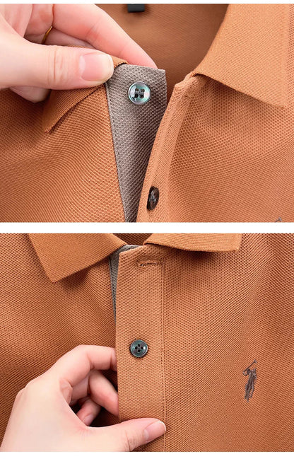 100% pure cotton high-end brand men's short sleeve polo shirt comfort lightweight summer casual T-shirt youthful fashionable top