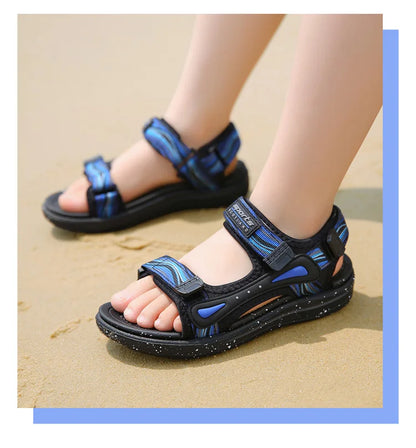 Summer Kids Sandals Boys Beach Shoes Breathable Flat Sandals EVA Leather Children Outdoor Shoes Size 28-41