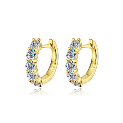 100% 925 Sterling Silver each 0.2ct 3.5mm Moissanite Hoop Earrings For Women Sparkling Wedding Party Fine Jewelry Gift