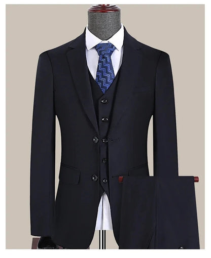 S-7XL Suit New (Blazer+ Vest + Pants) Korean Version of Slim-fit Work Clothes Fashion Business Men Casual Wedding Gentleman Suit